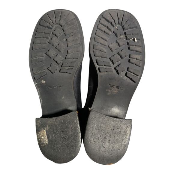 Vtg Y2K Nine West Black Leather Chunky Block Heel Inner Zip Ankle Boots Sz 6 - Picture 5 of 9